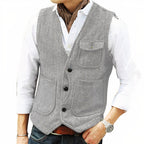 Gilet sans manches homme boutonné, coupe ajustée, argenté