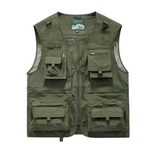 Gilet sans manches homme multipoches, nylon et polyester, du S au 5XL, vert armée
