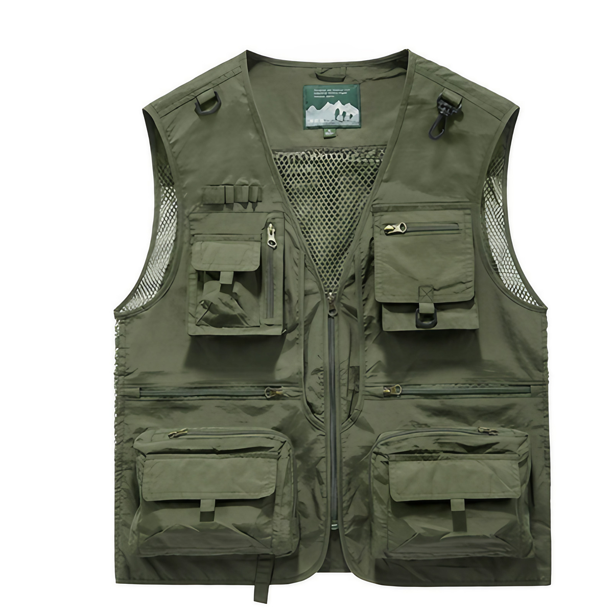 Gilet sans manches homme multipoches, nylon et polyester, du S au 5XL, vert armée