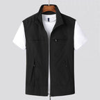 Gilet sans manches homme à séchage rapide, léger, du XS au 4XL, noir