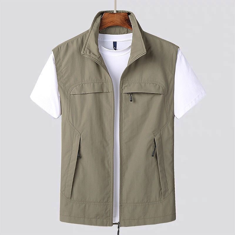 Gilet sans manches homme à séchage rapide, léger, du XS au 4XL, kaki