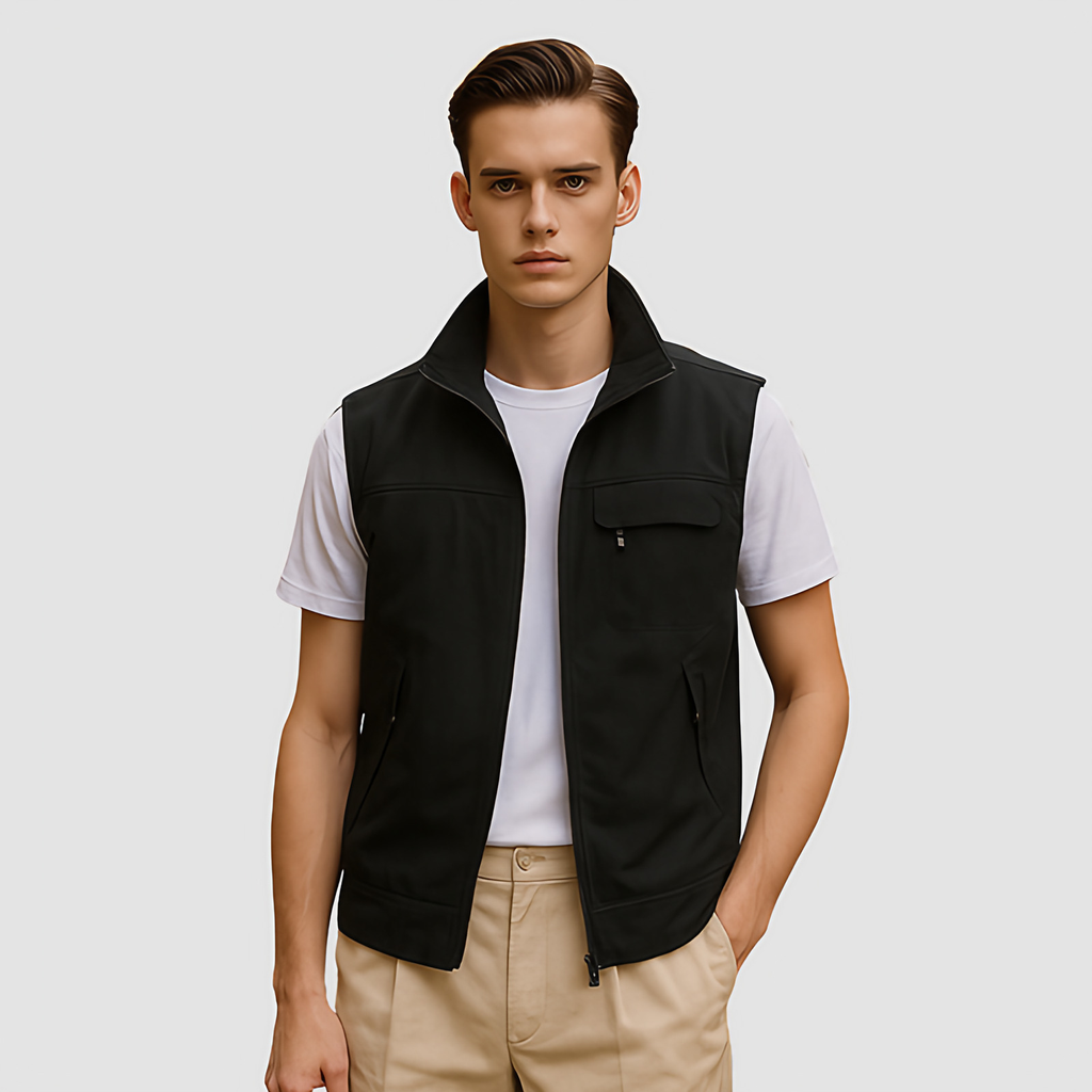 Veste légère homme zippée pour l'été, protection UV, noir