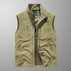 Gilet sans manches homme multipoches, pêche et randonnée, kaki
