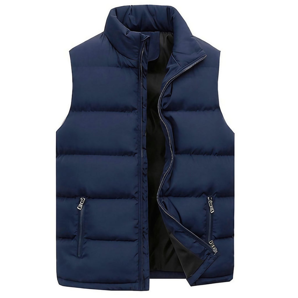 Doudoune sans manches homme à col montant, poches zippées, bleu