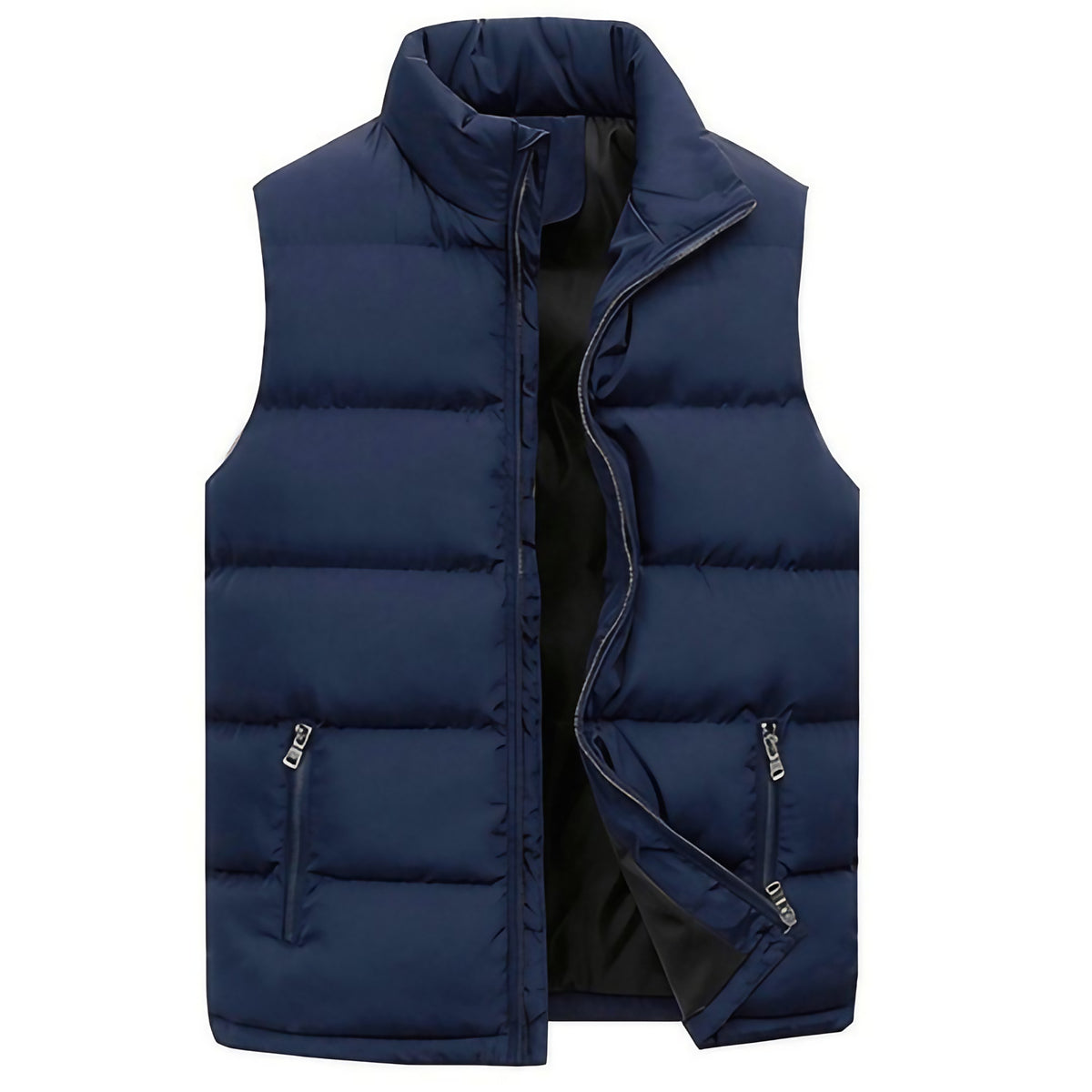 Doudoune sans manches homme à col montant, poches zippées, bleu