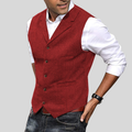 Gilet de costume homme sans manches en tweed, dix coloris, rouge