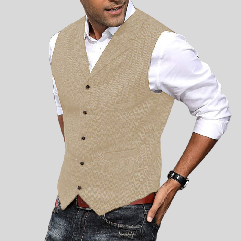 Gilet de costume homme sans manches en tweed, dix coloris