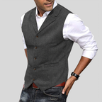 Gilet de costume homme sans manches en tweed, dix coloris, gris