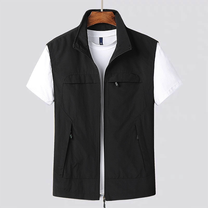 Gilet homme léger à séchage rapide, manches courtes, M au 7XL, noir