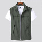 Gilet homme léger à séchage rapide, manches courtes, M au 7XL, vert