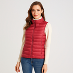 Gilet matelassé léger femme à col montant, treize coloris, rouge