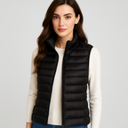 Gilet matelassé léger femme à col montant, treize coloris, noir