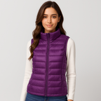 Gilet matelassé léger femme à col montant, treize coloris, violet