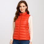 Gilet matelassé léger femme à col montant, treize coloris, orange
