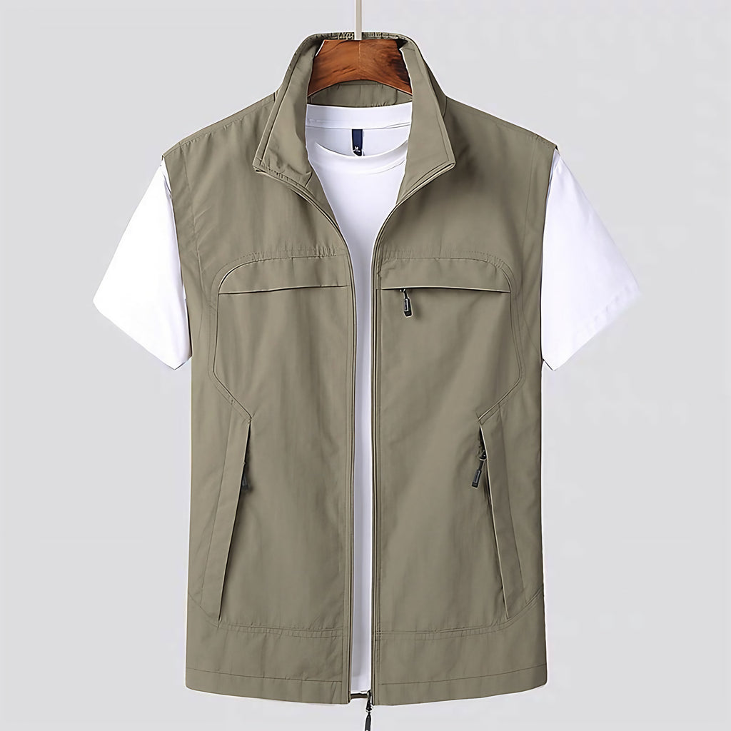 Gilet sans manches homme uni, quatre coloris, du XS au 4XL, kaki
