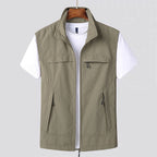 Gilet sans manches homme uni, quatre coloris, du XS au 4XL, kaki