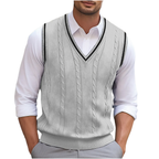 Pull sans manches homme col V uni, cinq coloris, gris clair