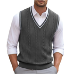 Pull sans manches homme col V uni, cinq coloris, gris foncé