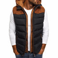 Gilet sans manches homme à capuche, doublure matelassée, noir
