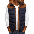 Gilet sans manches homme à capuche, doublure matelassée, bleu marine