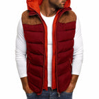 Gilet sans manches homme à capuche, doublure matelassée, rouge vin