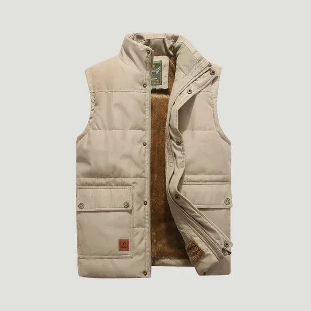 Gilet sans manches homme zippé à poches, du S au 3XL, kaki