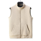 Gilet sans manches homme zippé, motif carreaux texturé