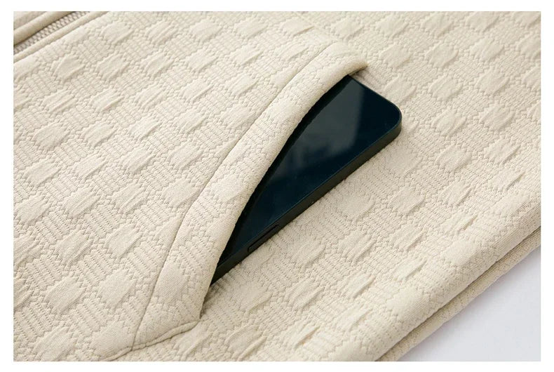 Gilet sans manches homme zippé, motif carreaux texturé