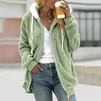 Gilet teddy femme oversize zippé, dix coloris, du S au 5XL, vert clair