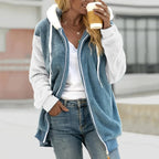 Gilet teddy femme oversize zippé, dix coloris, du S au 5XL, bleu ciel