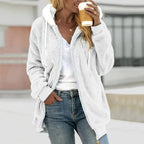 Gilet teddy femme oversize zippé, dix coloris, du S au 5XL, blanc