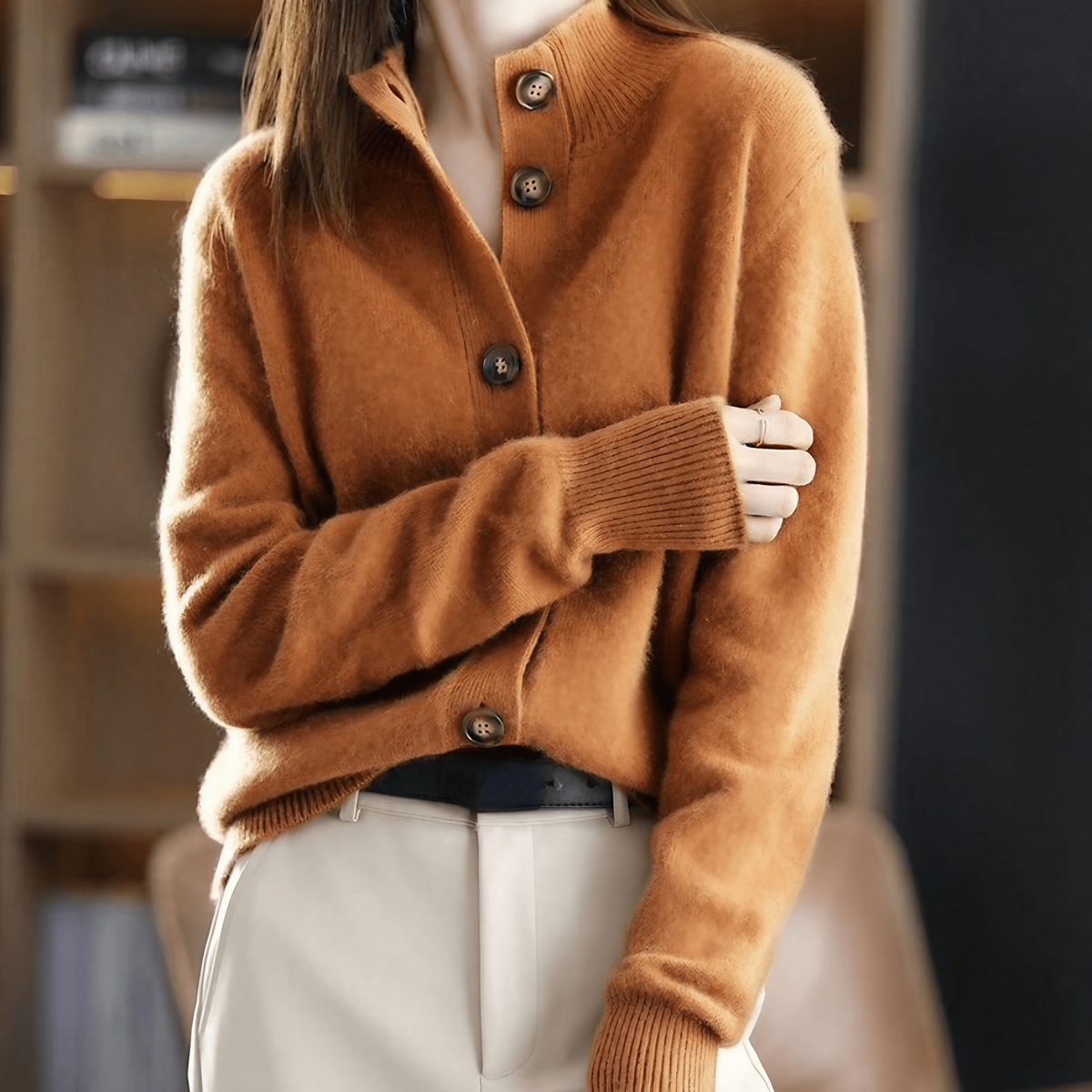 Gilet femme en tricot pour l'automne et l'hiver, du S au 2XL, orange