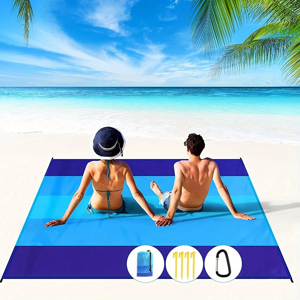 Couverture de plage imperméable anti-sable, deux grands formats, bleu