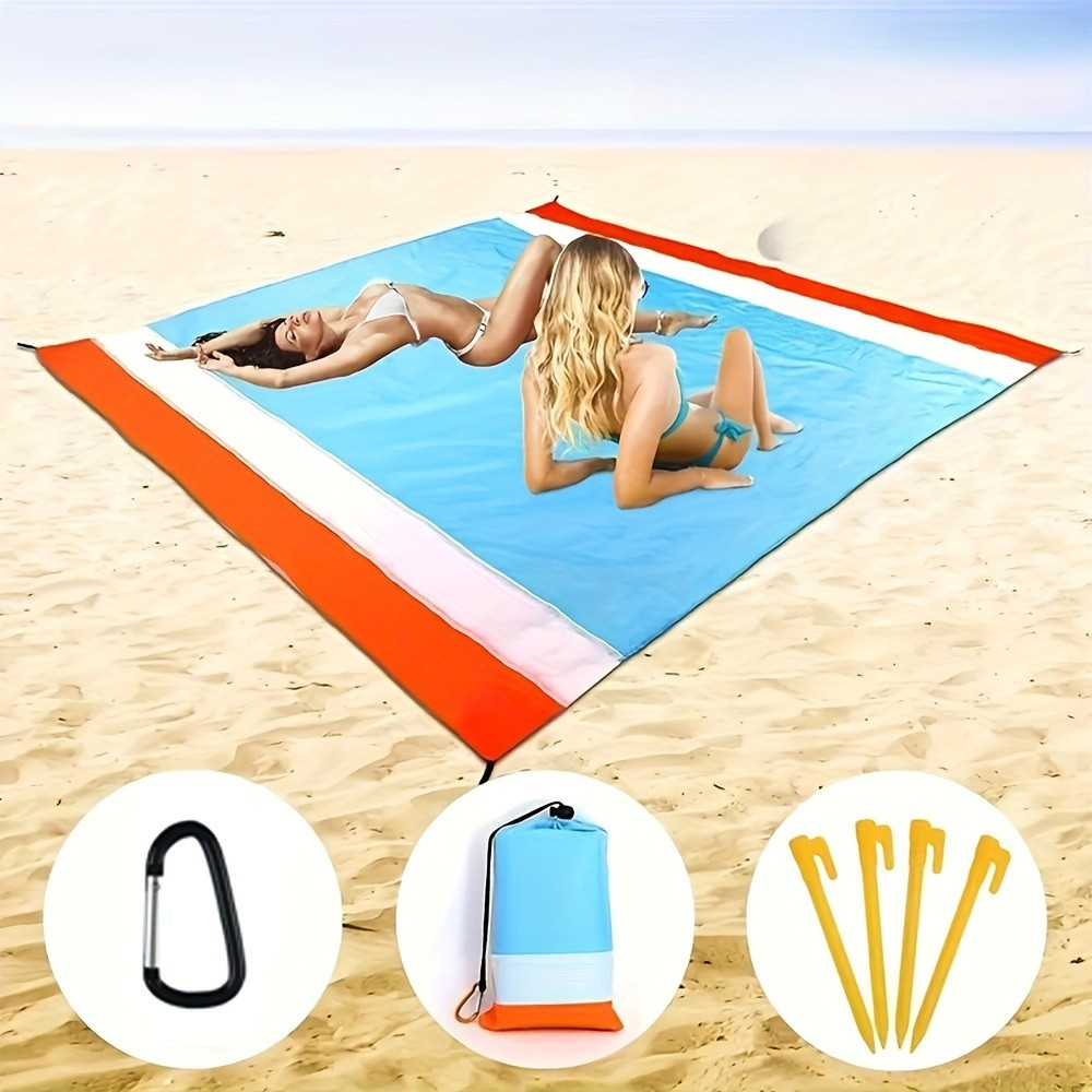 Couverture de plage imperméable anti-sable, deux grands formats, bleu et orange