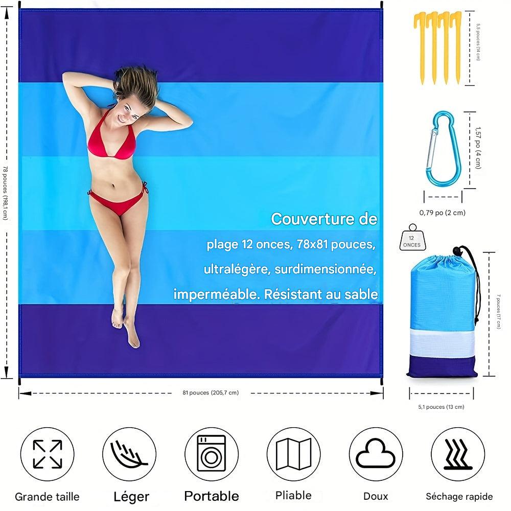 Couverture de plage imperméable anti-sable, deux grands formats