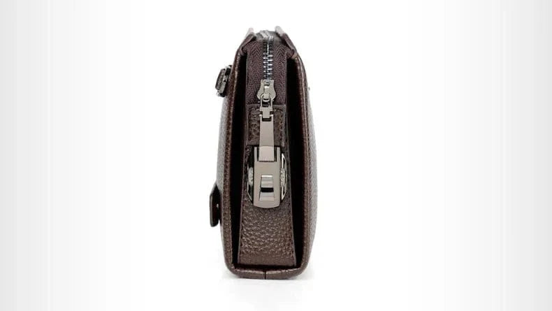 Portefeuille long homme en similicuir à double zip, 22 cm