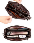 Portefeuille long homme en similicuir à double zip, 22 cm