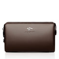 Portefeuille long homme en similicuir à double zip, 22 cm, marron