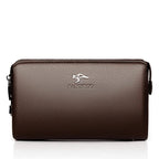 Portefeuille long homme en similicuir à double zip, 22 cm, marron