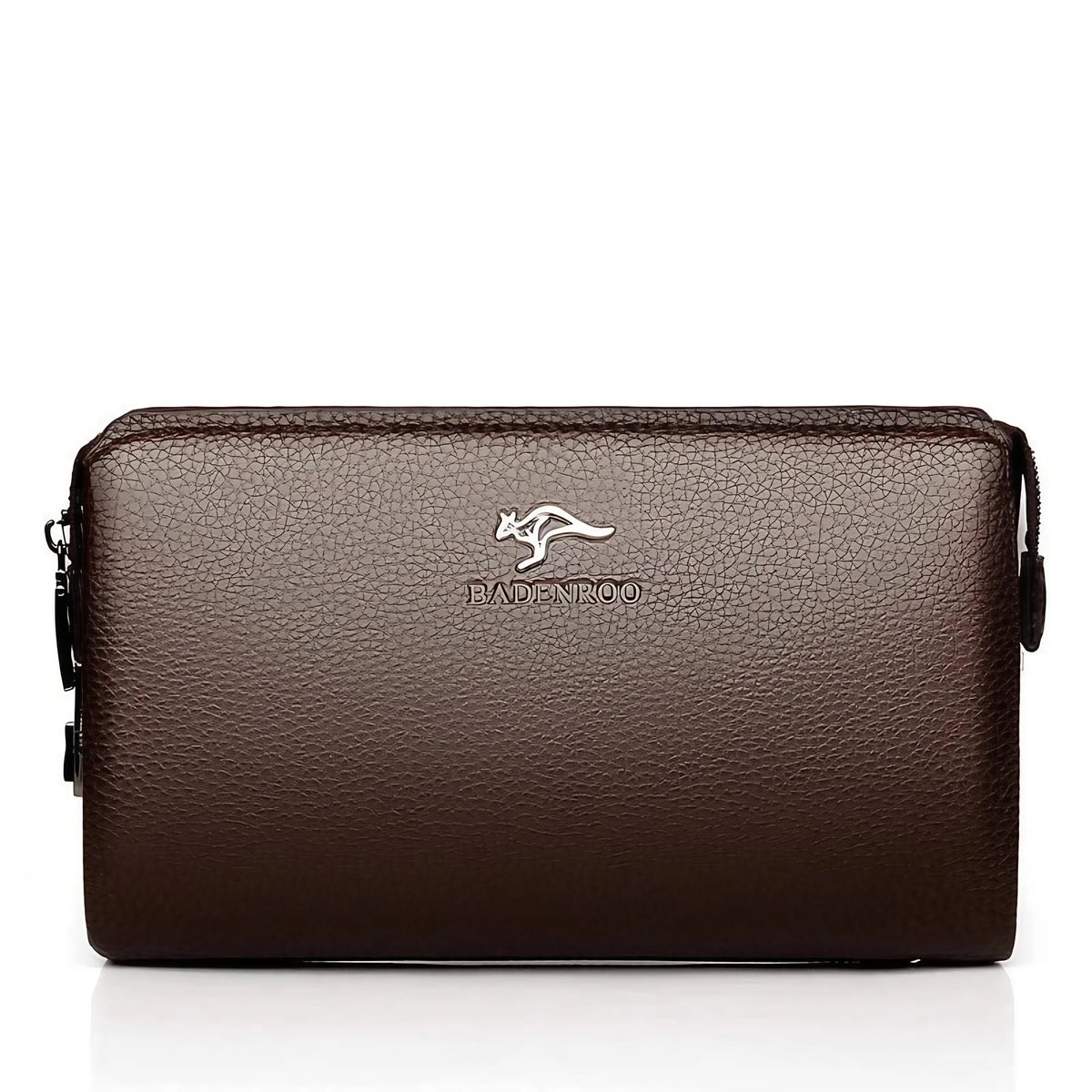 Portefeuille long homme en similicuir à double zip, 22 cm, marron
