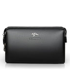 Portefeuille long homme en similicuir à double zip, 22 cm, noir