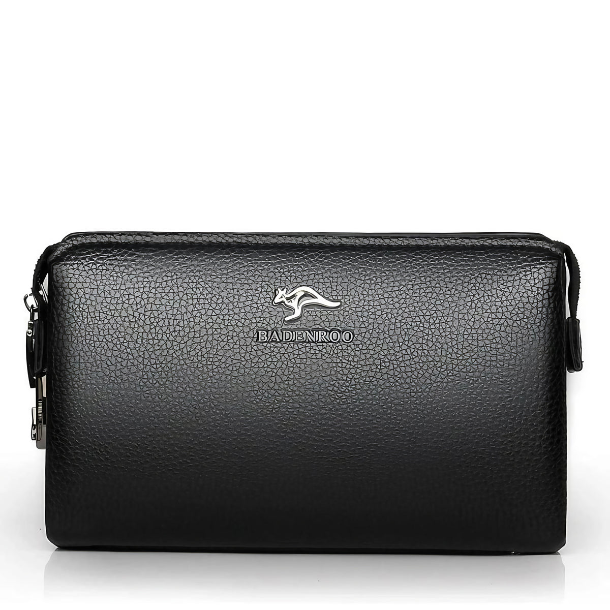 Portefeuille long homme en similicuir à double zip, 22 cm, noir
