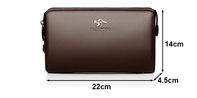 Portefeuille long homme en similicuir à double zip, 22 cm