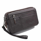 Grand portefeuille homme en cuir, 23 cm, poche monnaie zippée