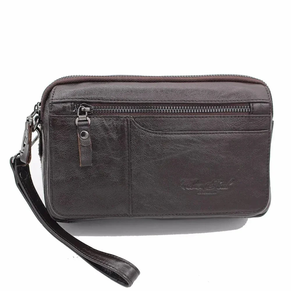 Grand portefeuille homme en cuir, 23 cm, poche monnaie zippée
