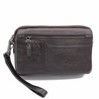 Grand portefeuille homme en cuir, 23 cm, poche monnaie zippée