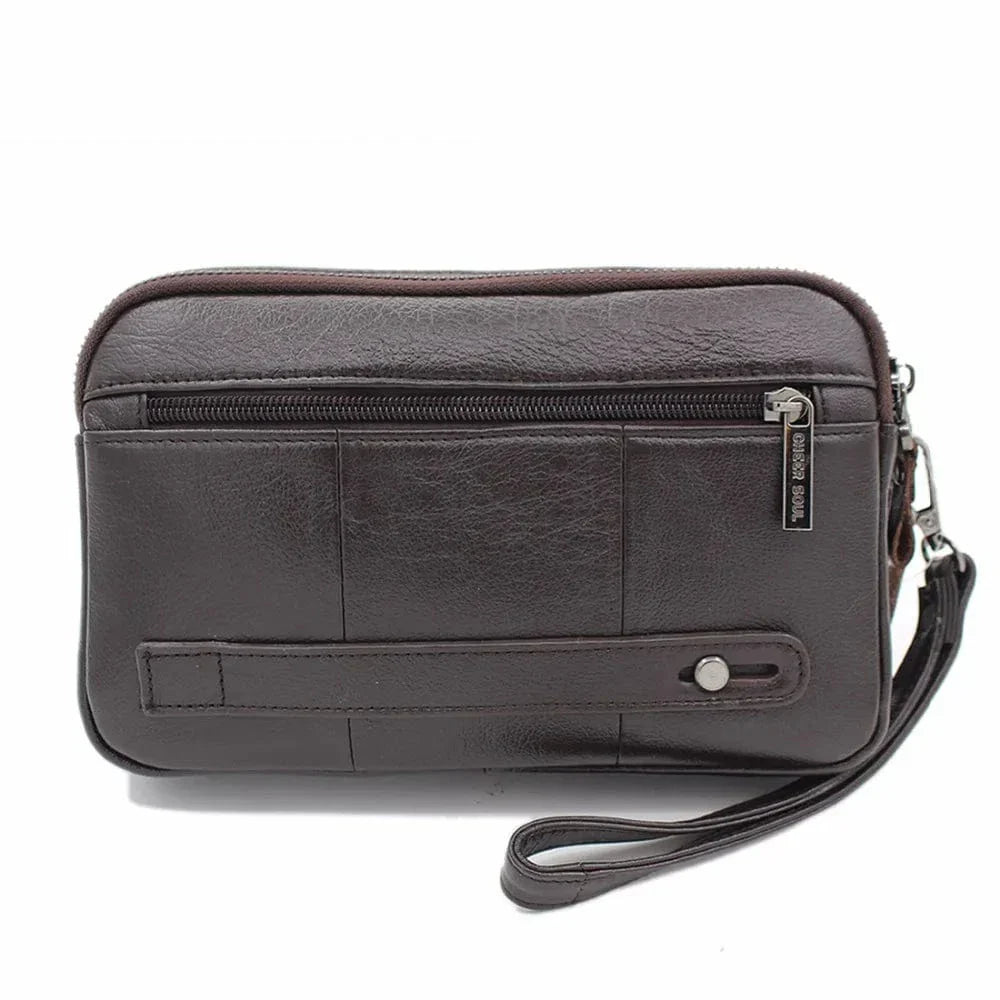 Grand portefeuille homme en cuir, 23 cm, poche monnaie zippée