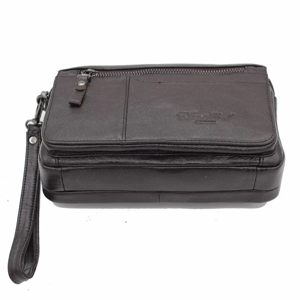 Grand portefeuille homme en cuir, 23 cm, poche monnaie zippée