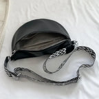 Grand sac banane femme en similicuir noir, sangle amovible