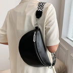 Grand sac banane femme en similicuir noir, sangle amovible